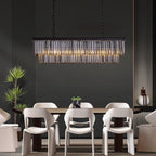 Luminaire suspendu à 2 niveaux pour îlot de cuisine, salle à manger, style moderne et contemporain, en cristal gris fumé et noir, 47 po.