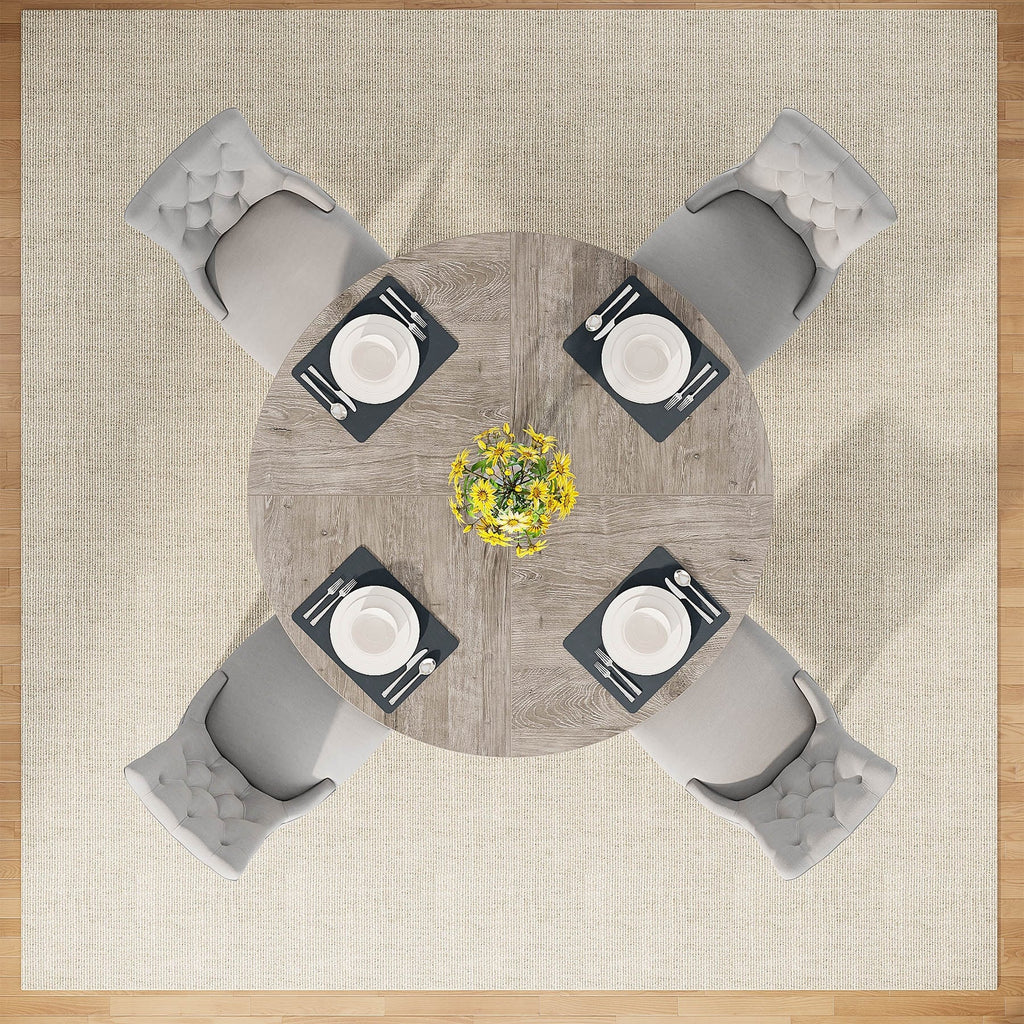 Table de salle à manger ronde de 47 pouces pour 4 personnes, table de cuisine de style farmhouse, petite table de repas en bois pour salle à manger et salon.