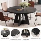 Table de salle à manger ronde de 47 pouces pour 4 personnes, table de cuisine de style farmhouse, petite table de repas en bois pour salle à manger et salon.