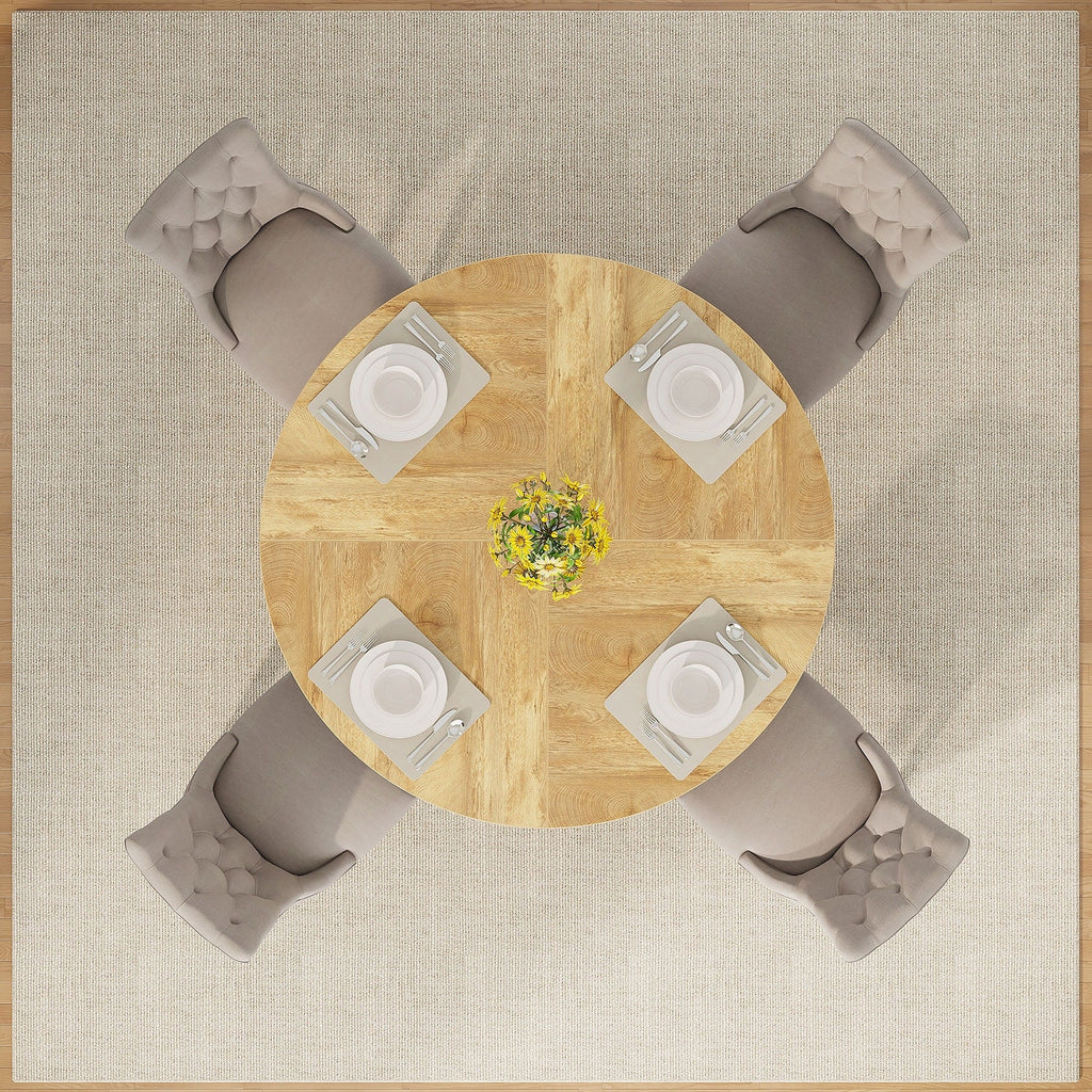 Table de salle à manger ronde de 47 pouces pour 4 personnes, table de cuisine de style farmhouse, petite table de repas en bois pour salle à manger et salon.