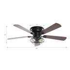 Ventilateur de plafond encastré à 5 pales en bois de 122 cm (48 pouces) de style rustique, à profil bas, noir, avec télécommande et kit d'éclairage.