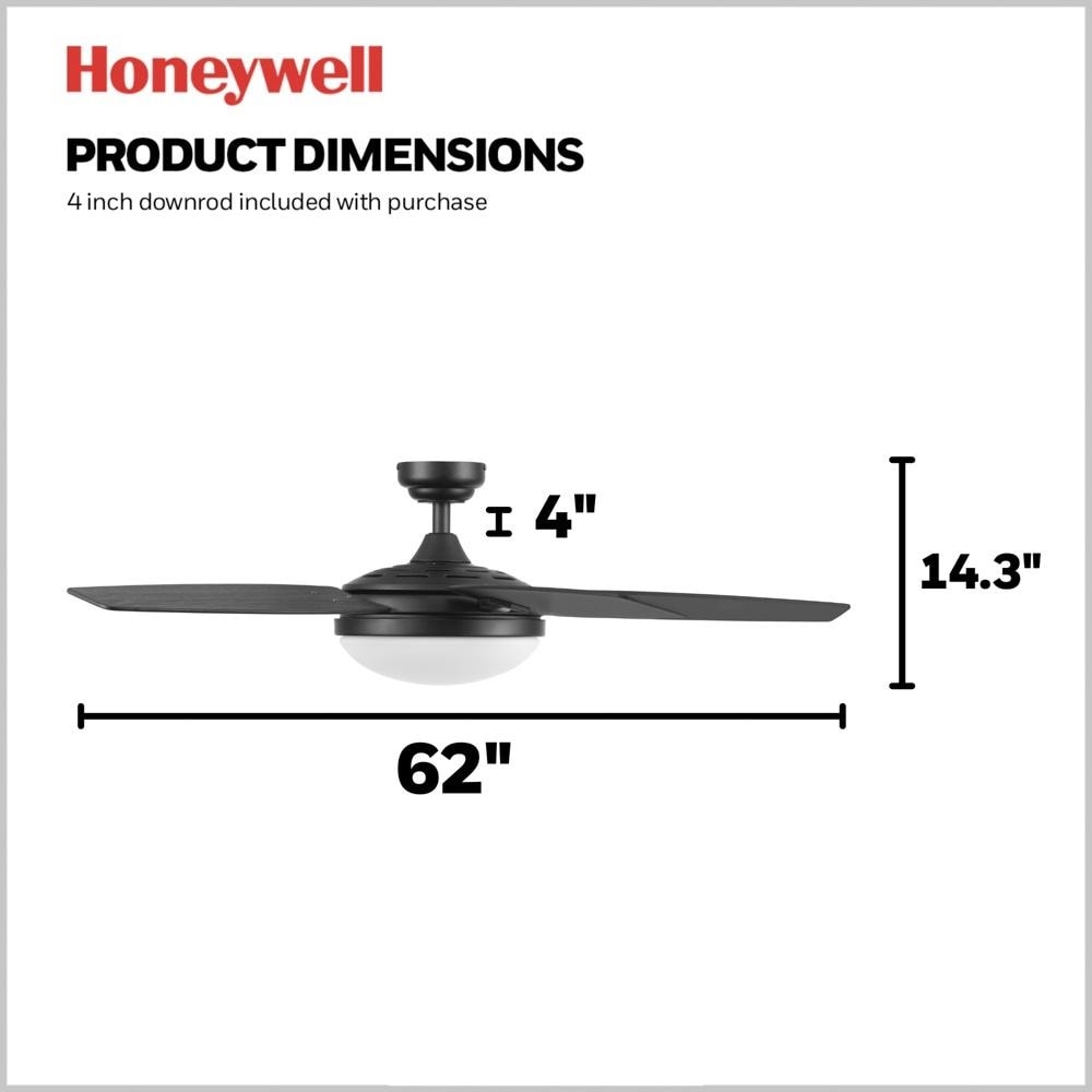 Ventilateur de plafond Honeywell Carmel 48 pouces avec éclairage intégré et télécommande