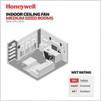 Ventilateur de plafond Honeywell Carmel 48 pouces avec éclairage intégré et télécommande