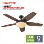 Ventilateur de plafond Honeywell Carmel 48 pouces avec éclairage intégré et télécommande