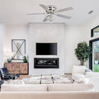 Ventilateur de plafond moderne à 5 pales réversibles, à montage encastré, avec télécommande, 48 pouces, en cristal.