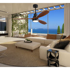 Ventilateur de plafond à LED intégré de 48 et 52 pouces avec lumière et télécommande, moteur à courant continu réversible.