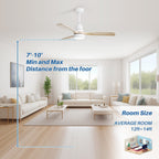 Ventilateur de plafond à LED intégré de 48 et 52 pouces avec lumière et télécommande, moteur à courant continu réversible.