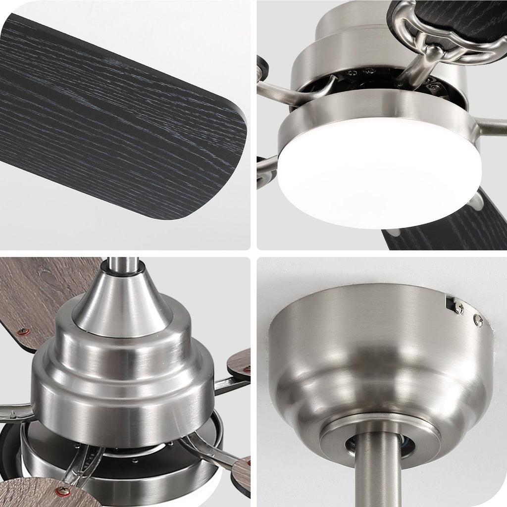 Ventilateur de plafond à LED intégré de 48 et 52 pouces avec lumière et télécommande, moteur à courant continu réversible.