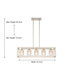 Luminaire rectangulaire en cristal à 5 lumières, style moderne du milieu du siècle, 37 pouces, pour salle à manger - 37 pouces
