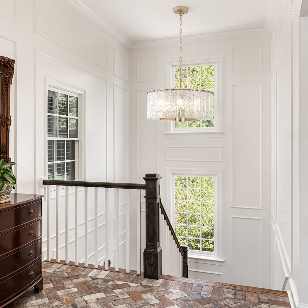 Luminaire suspendu moderne à 5 lumières en forme de tambour rond, luminaire semi-encastré classique, luminaire à suspendre pour îlot de cuisine et salle à manger