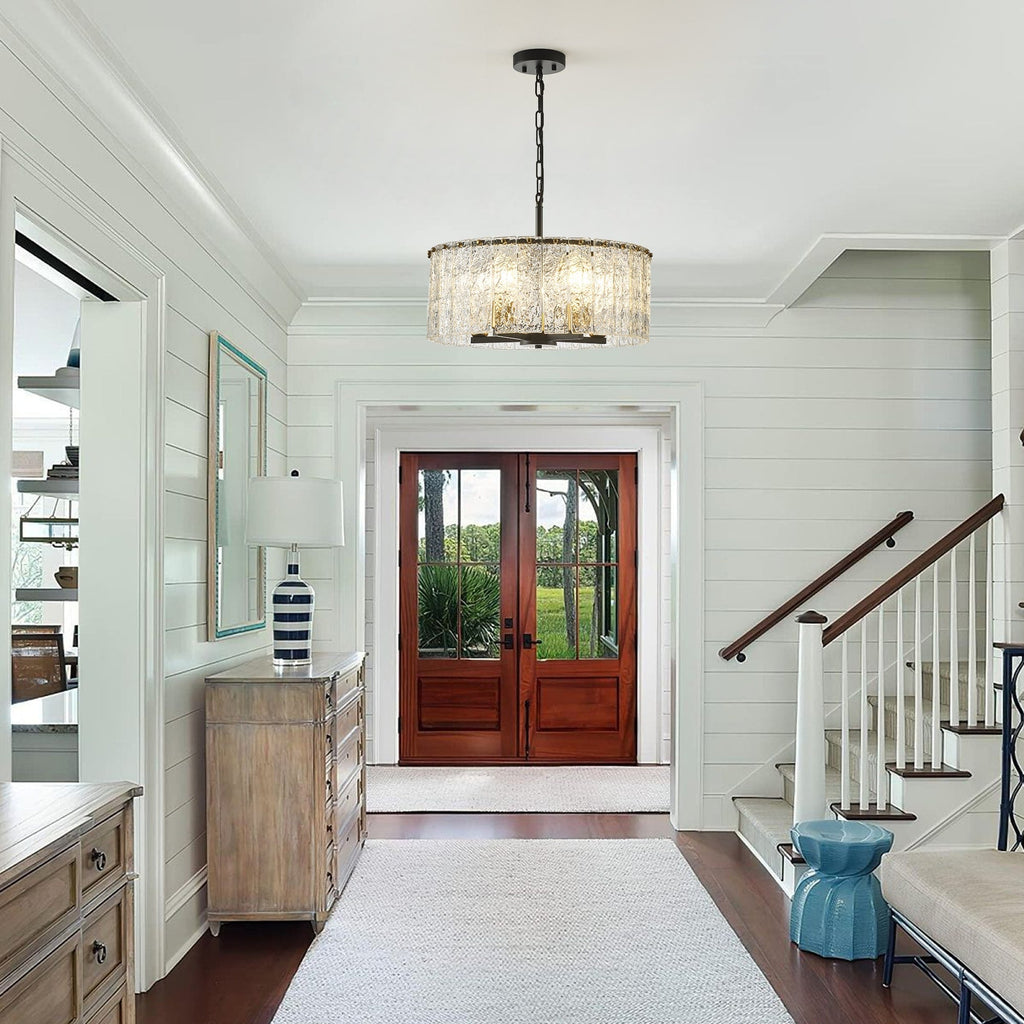 Luminaire suspendu moderne à 5 lumières en forme de tambour rond, luminaire semi-encastré classique, luminaire à suspendre pour îlot de cuisine et salle à manger