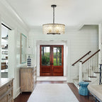 Luminaire suspendu moderne à 5 lumières en forme de tambour rond, luminaire semi-encastré classique, luminaire à suspendre pour îlot de cuisine et salle à manger