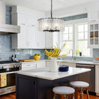 Luminaire suspendu moderne à 5 lumières en forme de tambour rond, luminaire semi-encastré classique, luminaire à suspendre pour îlot de cuisine et salle à manger