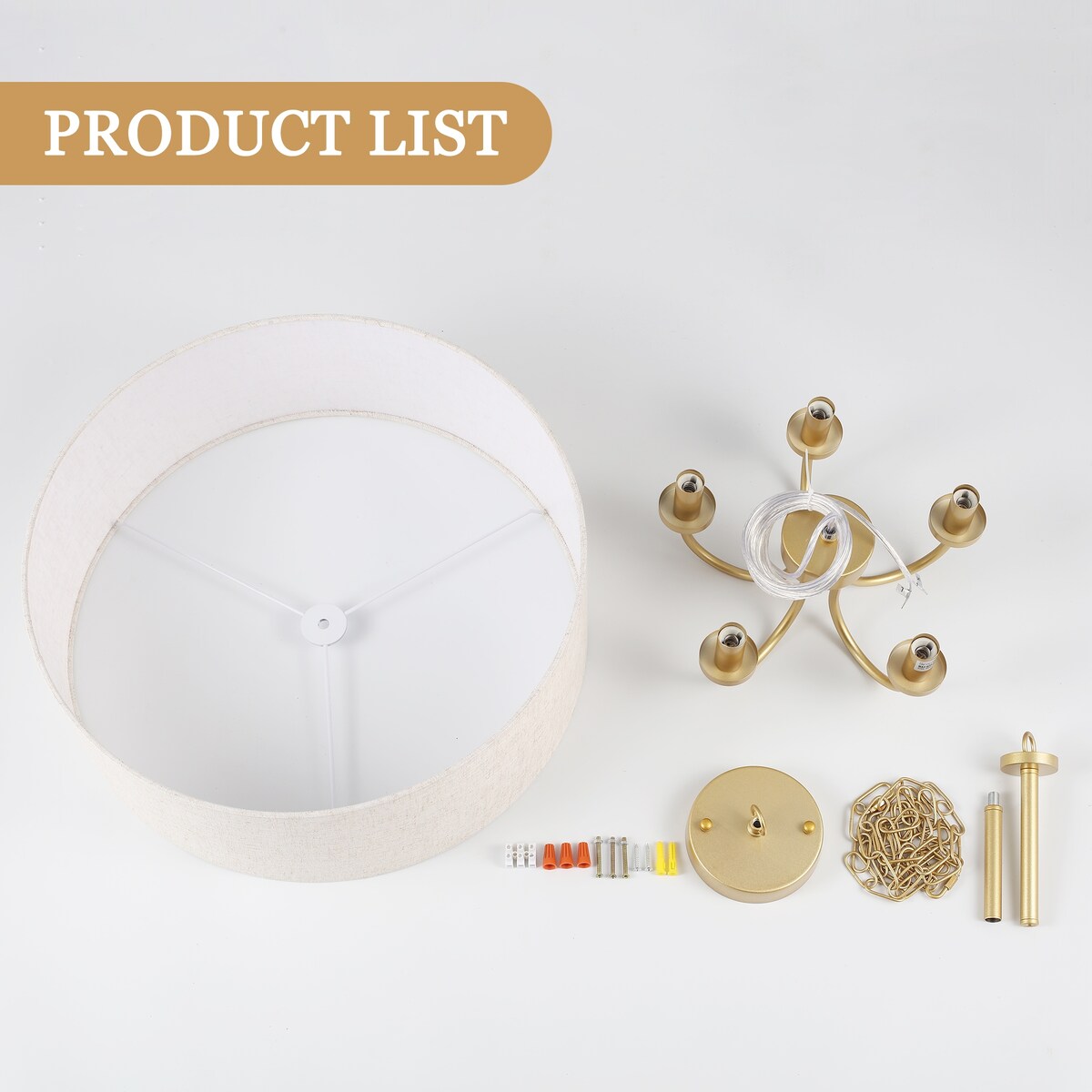 Suspension moderne à 5 lumières, à fixer au plafond, pour salle à manger, chambres à coucher et salon - N/A