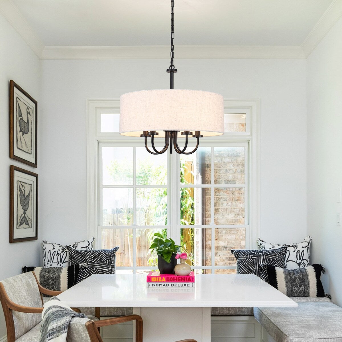 Suspension moderne à 5 lumières, à fixer au plafond, pour salle à manger, chambres à coucher et salon - N/A