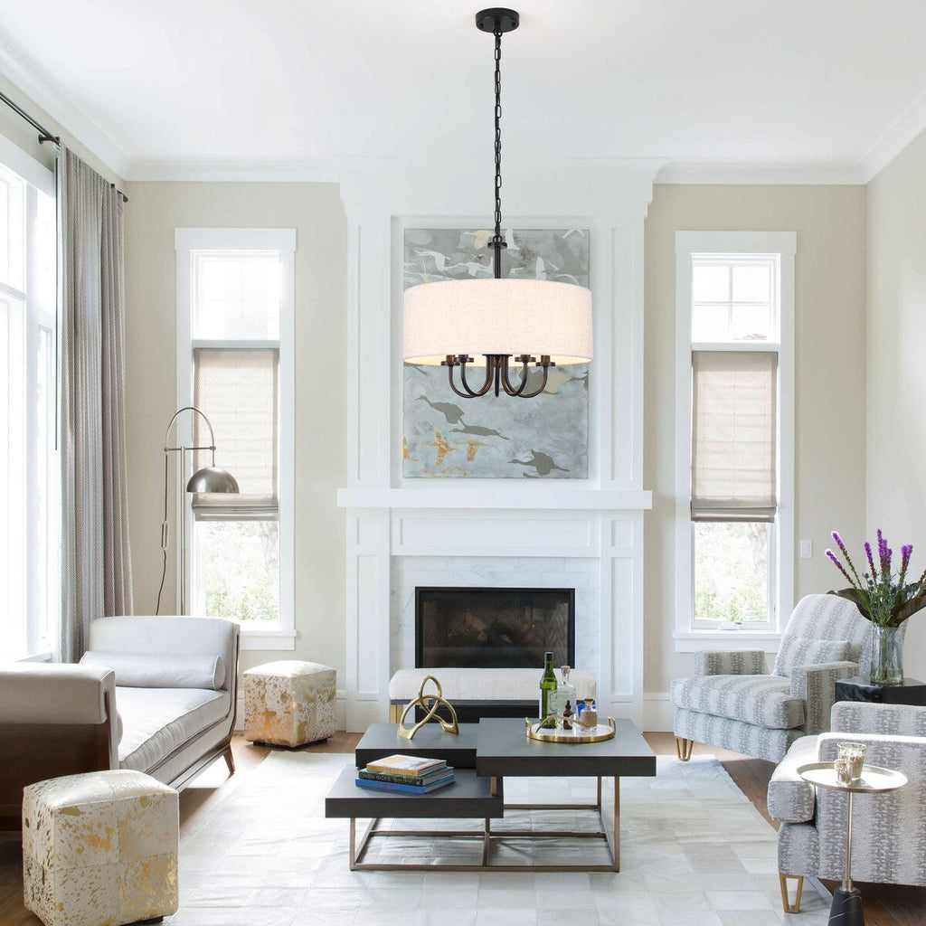 Suspension moderne à 5 lumières, à fixer au plafond, pour salle à manger, chambres à coucher et salon - N/A