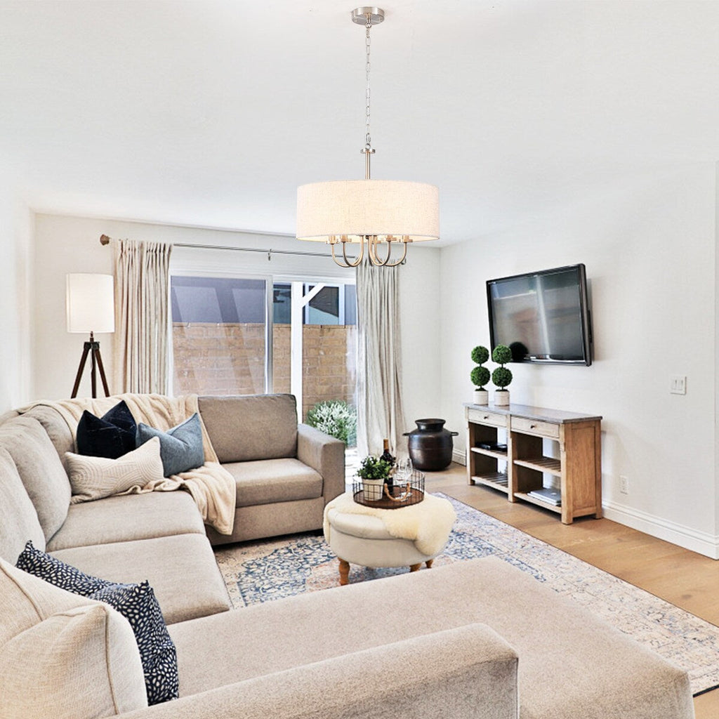 Suspension moderne à 5 lumières, à fixer au plafond, pour salle à manger, chambres à coucher et salon - N/A