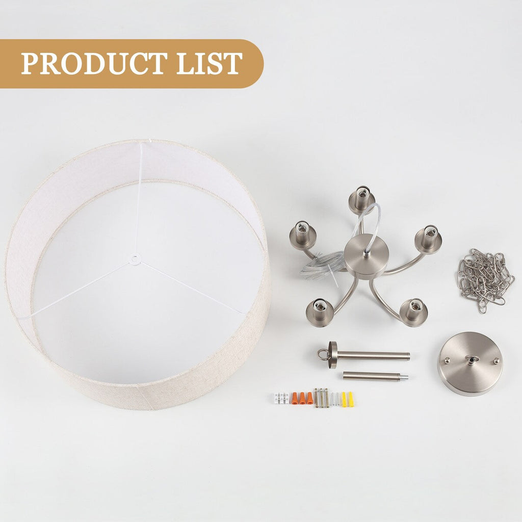 Suspension moderne à 5 lumières, à fixer au plafond, pour salle à manger, chambres à coucher et salon - N/A