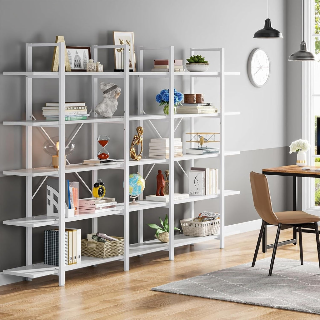 Étagère à livres 5 niveaux, bibliothèque de style industriel vintage