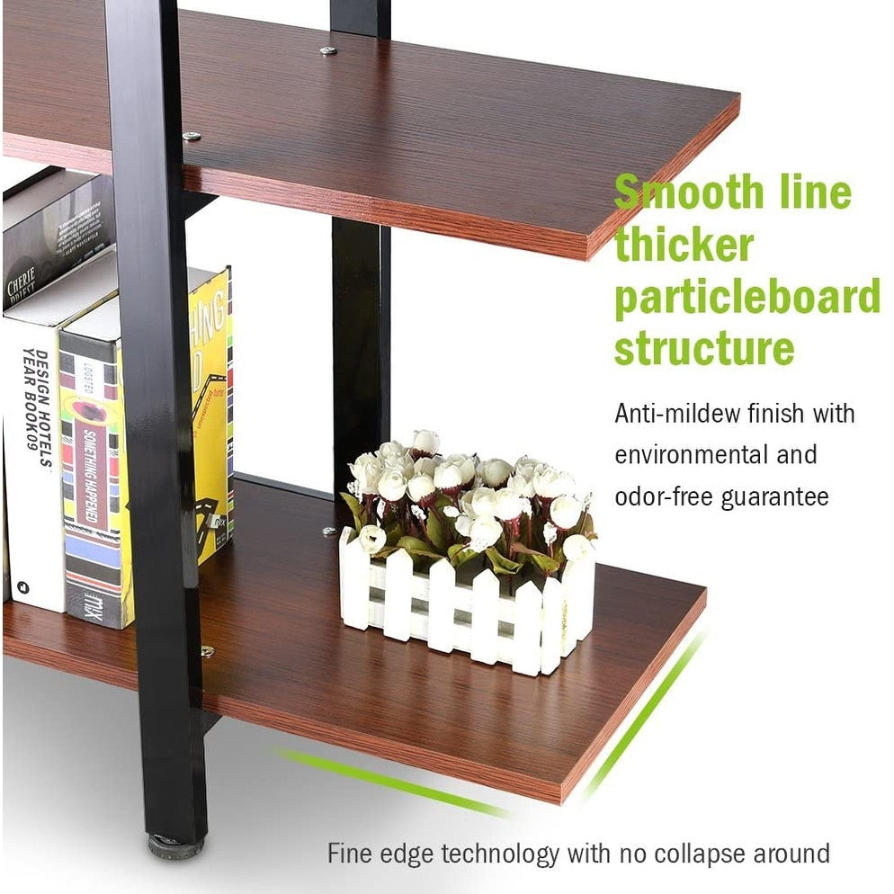 Étagère à livres 5 niveaux, bibliothèque de style industriel vintage