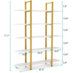 Étagère à livres 5 niveaux, bibliothèque de style industriel vintage
