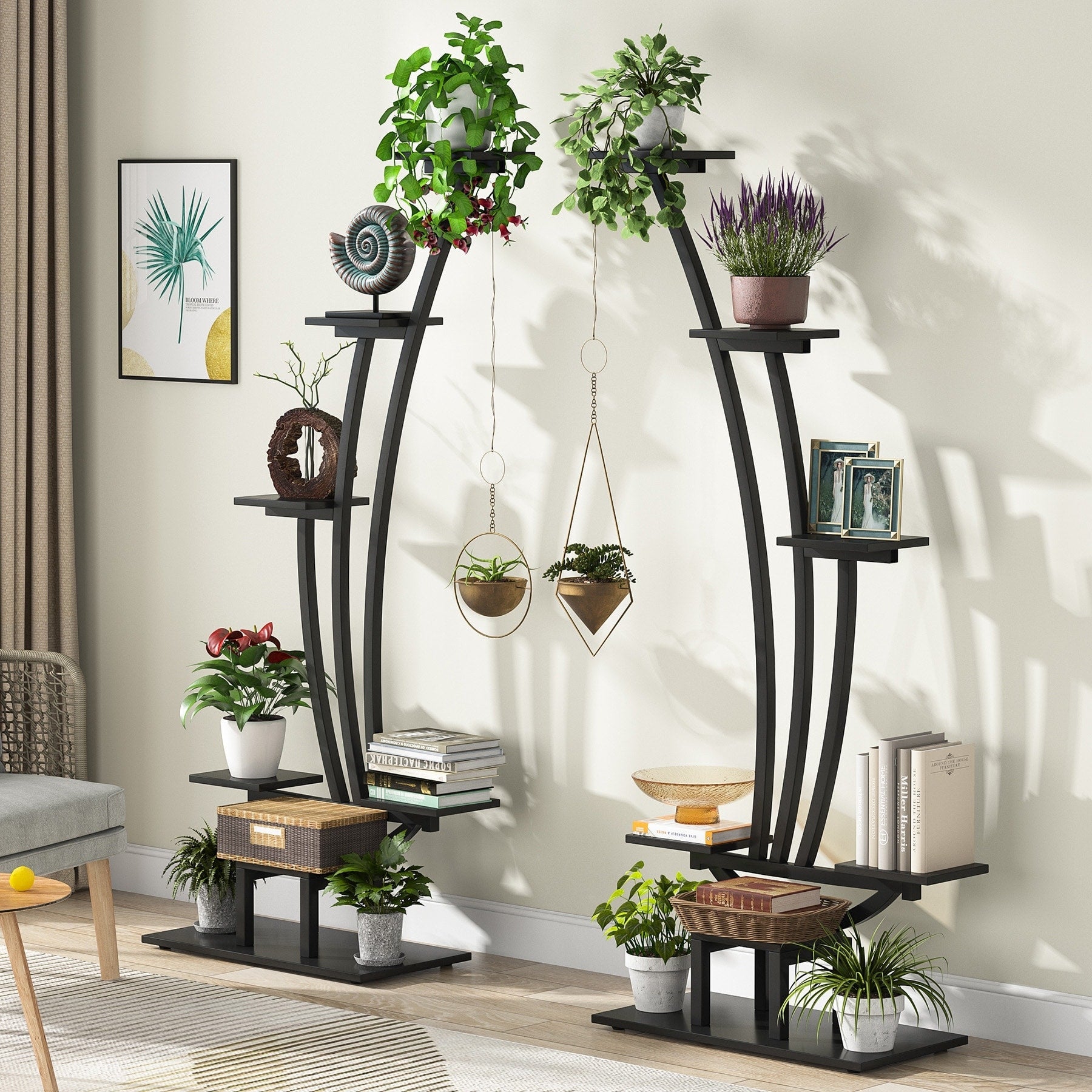 Support pour plantes d'intérieur, étagère à fleurs à 6 niveaux pour jardin intérieur - Lot de 2