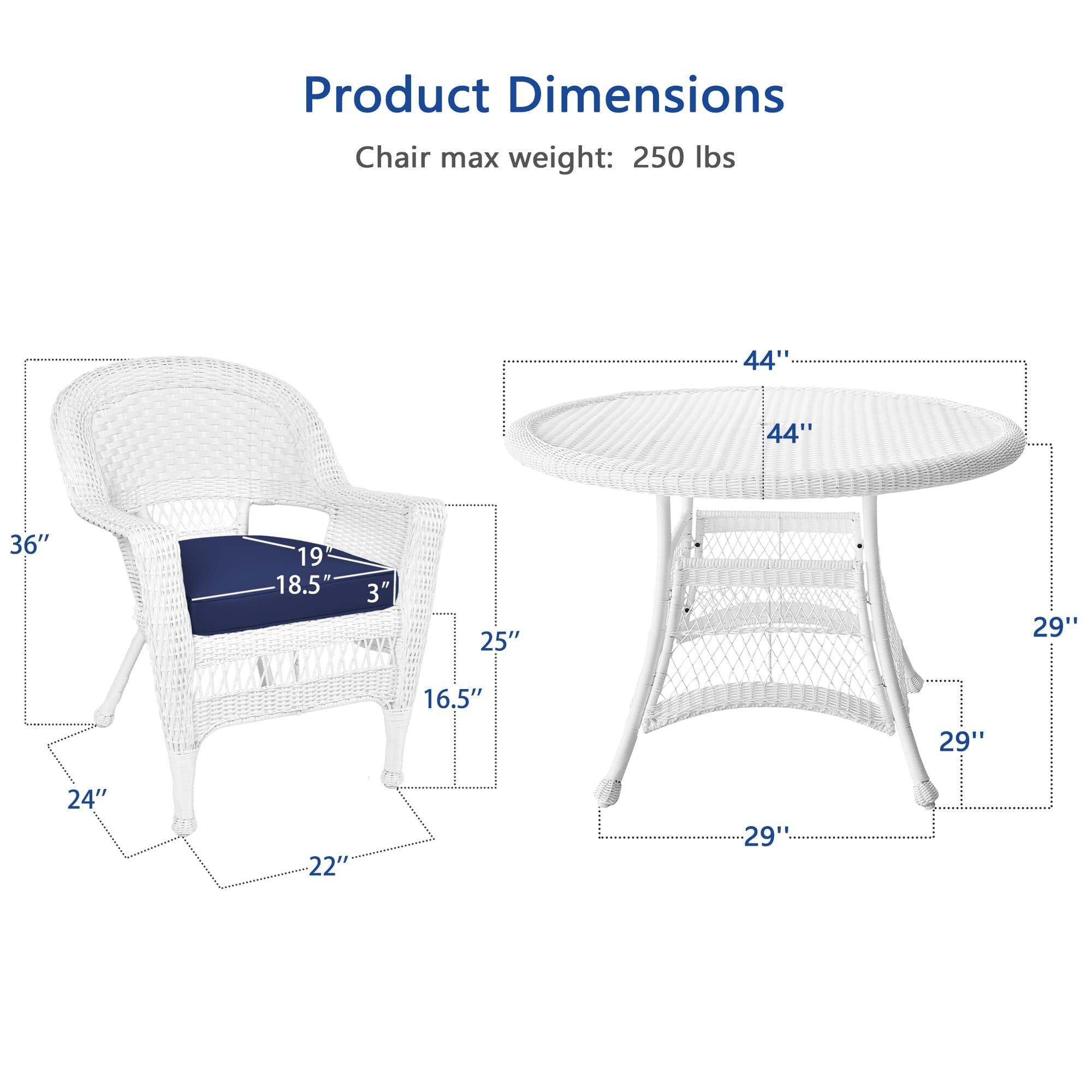 Ensemble de salle à manger 5 pièces en résine tressée blanche