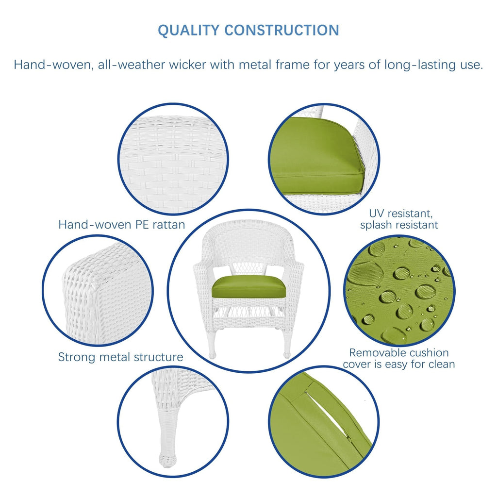 Ensemble de salle à manger 5 pièces en résine tressée blanche