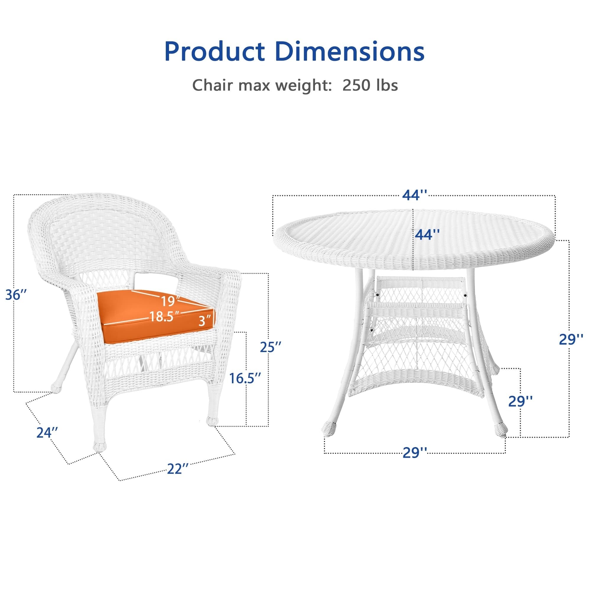 Ensemble de salle à manger 5 pièces en résine tressée blanche