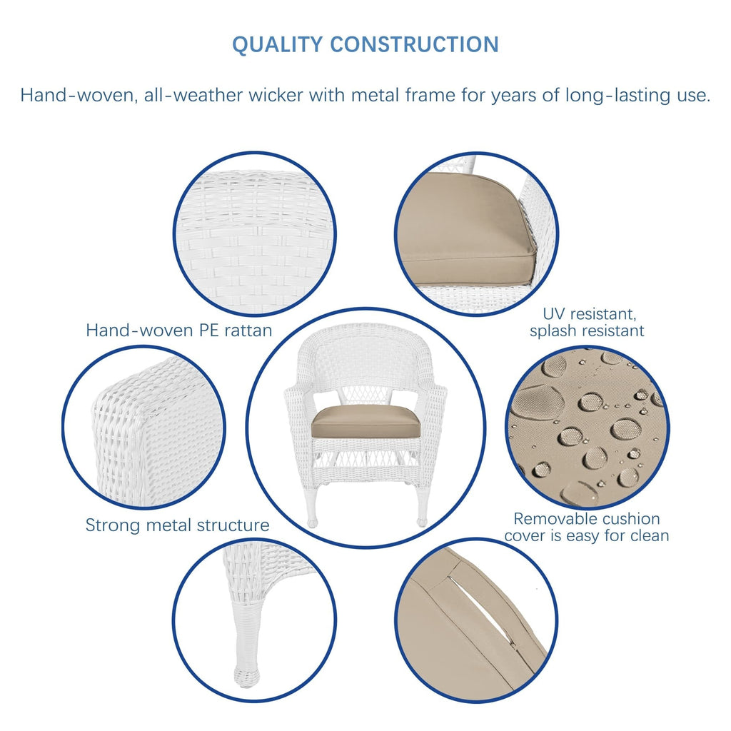 Ensemble de salle à manger 5 pièces en résine tressée blanche