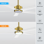 Ventilateur de plafond Breezary à 5 pales LED 65/52/42 avec kit d'éclairage et télécommande