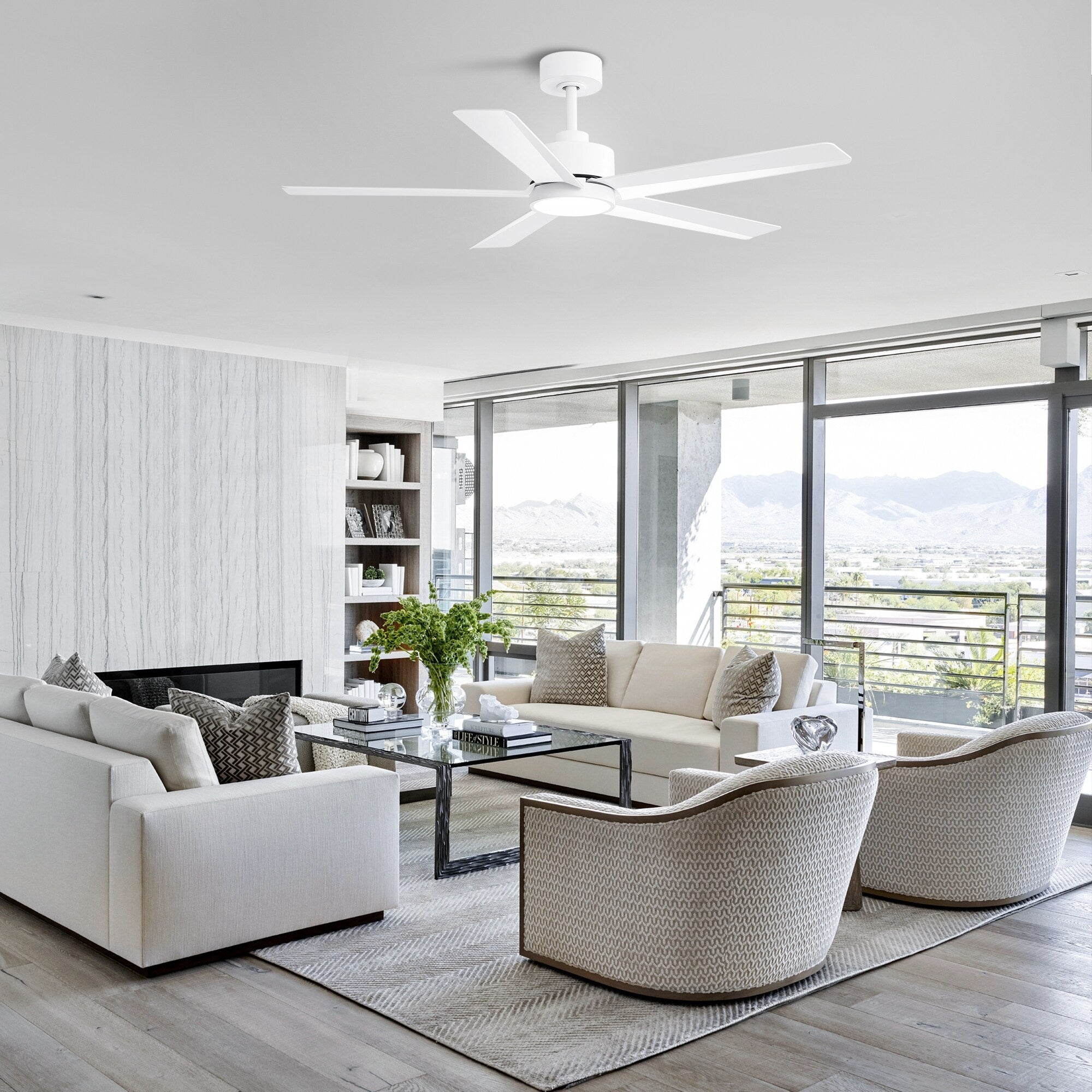 Ventilateur de plafond Breezary à 5 pales LED 65/52/42 avec kit d'éclairage et télécommande