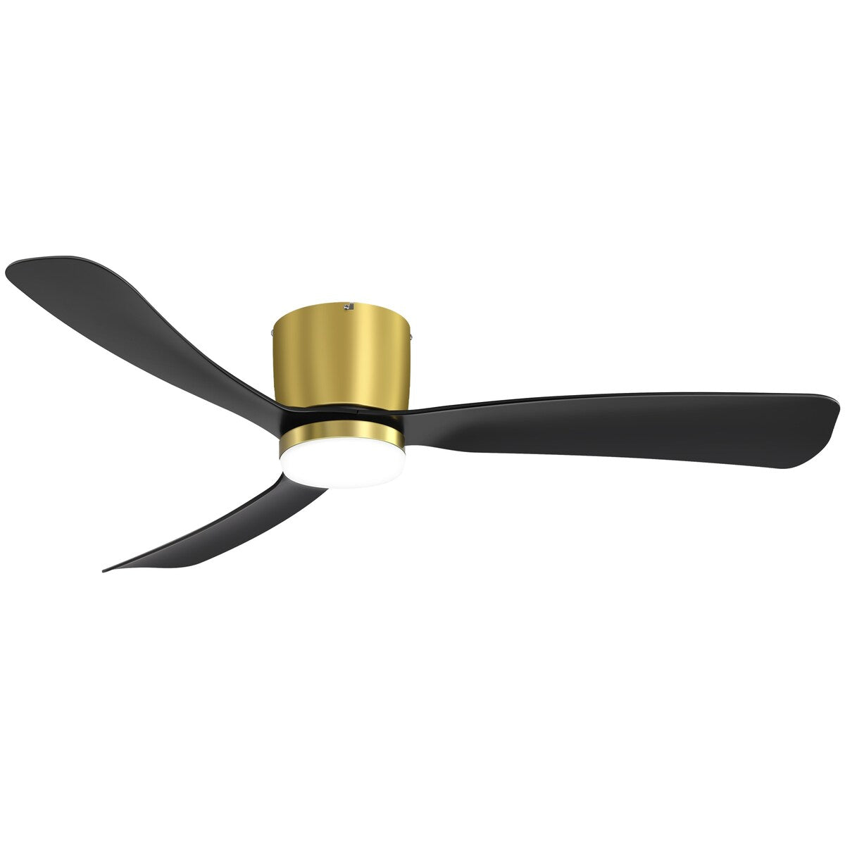 Ventilateur de plafond LED à montage encastré de 52 pouces noir/blanc avec éclairage et télécommande (3 pales)