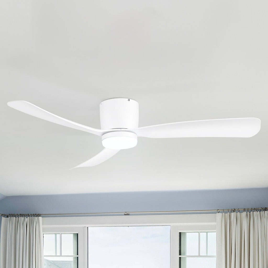 Ventilateur de plafond LED à montage encastré de 52 pouces noir/blanc avec éclairage et télécommande (3 pales)