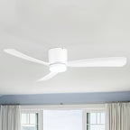 Ventilateur de plafond LED à montage encastré de 52 pouces noir/blanc avec éclairage et télécommande (3 pales)