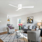 Ventilateur de plafond LED à montage encastré de 52 pouces noir/blanc avec éclairage et télécommande (3 pales)