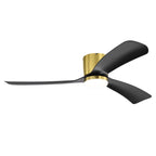 Ventilateur de plafond LED à montage encastré de 52 pouces noir/blanc avec éclairage et télécommande (3 pales)