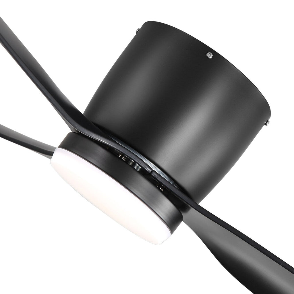 Ventilateur de plafond LED à montage encastré de 52 pouces noir/blanc avec éclairage et télécommande (3 pales)