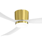 Ventilateur de plafond LED à montage encastré de 52 pouces noir/blanc avec éclairage et télécommande (3 pales)