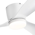 Ventilateur de plafond LED à montage encastré de 52 pouces noir/blanc avec éclairage et télécommande (3 pales)
