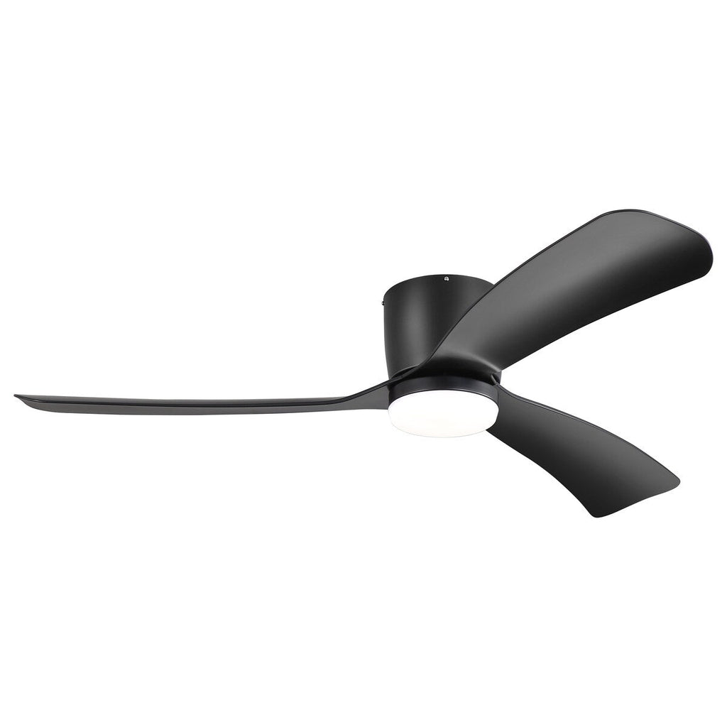 Ventilateur de plafond LED à montage encastré de 52 pouces noir/blanc avec éclairage et télécommande (3 pales)