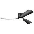 Ventilateur de plafond LED à montage encastré de 52 pouces noir/blanc avec éclairage et télécommande (3 pales)
