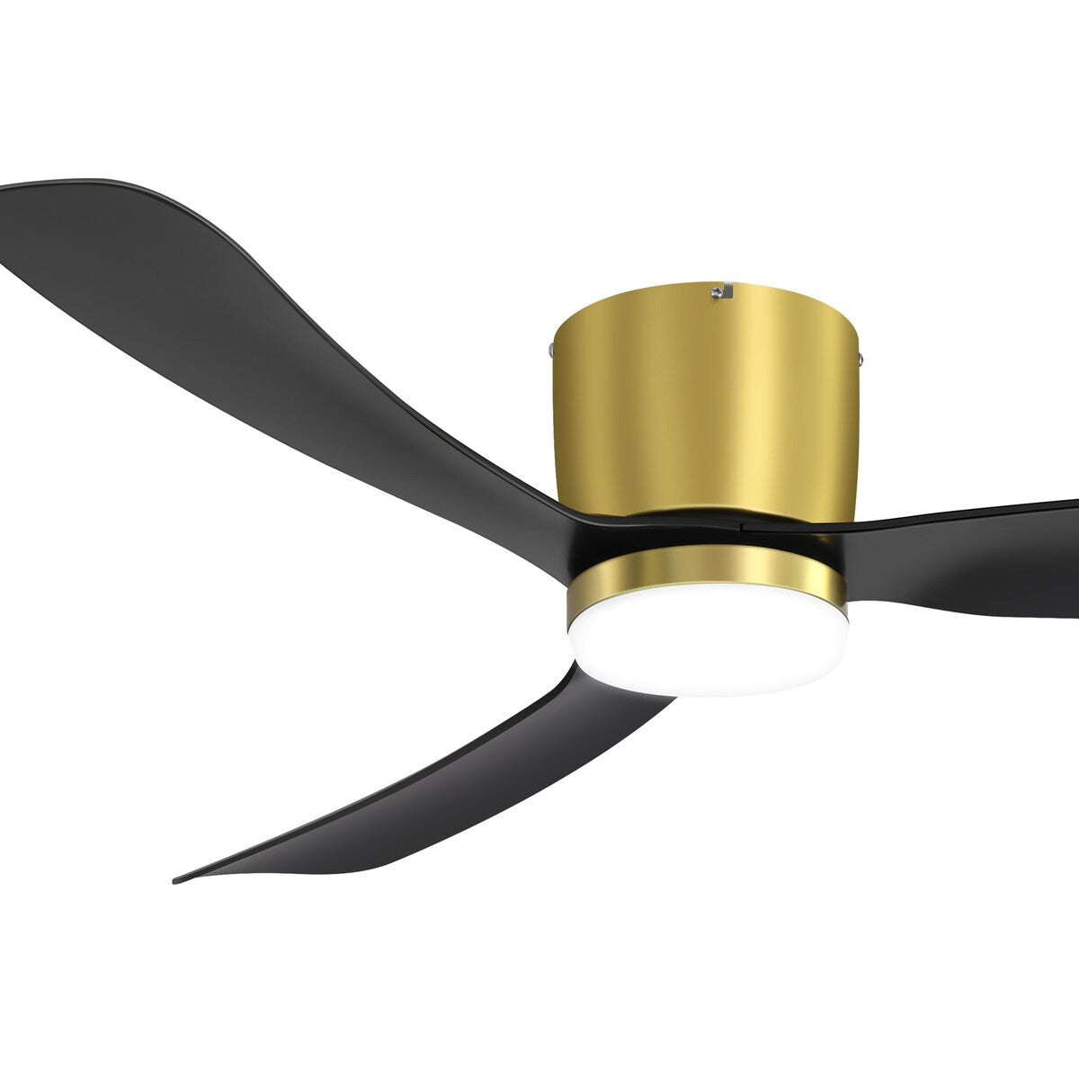 Ventilateur de plafond LED à montage encastré de 52 pouces noir/blanc avec éclairage et télécommande (3 pales)