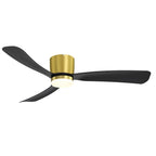 Ventilateur de plafond LED à montage encastré de 52 pouces noir/blanc avec éclairage et télécommande (3 pales)