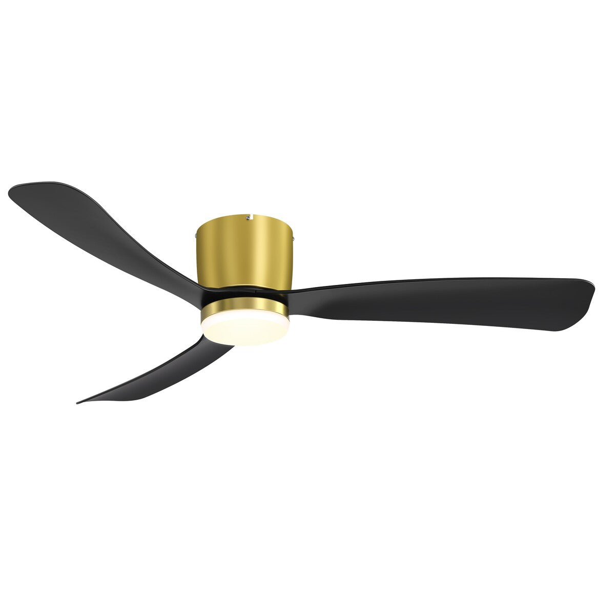 Ventilateur de plafond LED à montage encastré de 52 pouces noir/blanc avec éclairage et télécommande (3 pales)