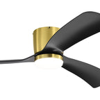 Ventilateur de plafond LED à montage encastré de 52 pouces noir/blanc avec éclairage et télécommande (3 pales)