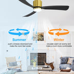 Ventilateur de plafond LED à montage encastré de 52 pouces noir/blanc avec éclairage et télécommande (3 pales)