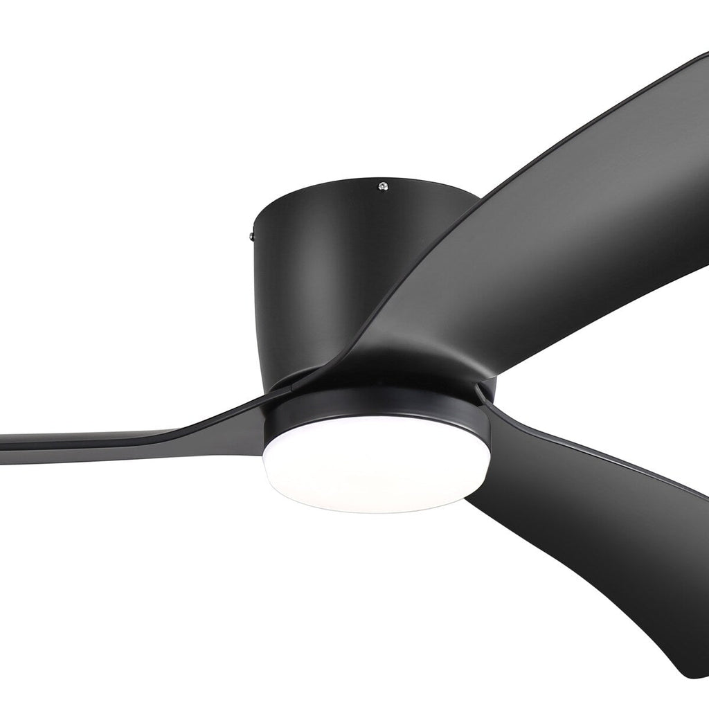 Ventilateur de plafond LED à montage encastré de 52 pouces noir/blanc avec éclairage et télécommande (3 pales)