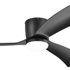 Ventilateur de plafond LED à montage encastré de 52 pouces noir/blanc avec éclairage et télécommande (3 pales)