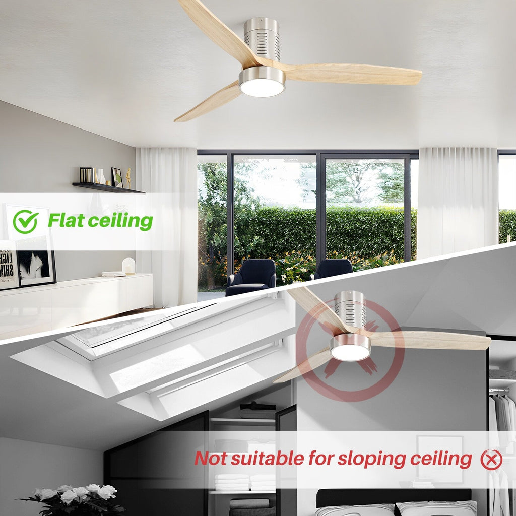 Ventilateur de plafond encastré de 52 pouces de style farmhouse avec éclairage et télécommande, moteur DC réversible.